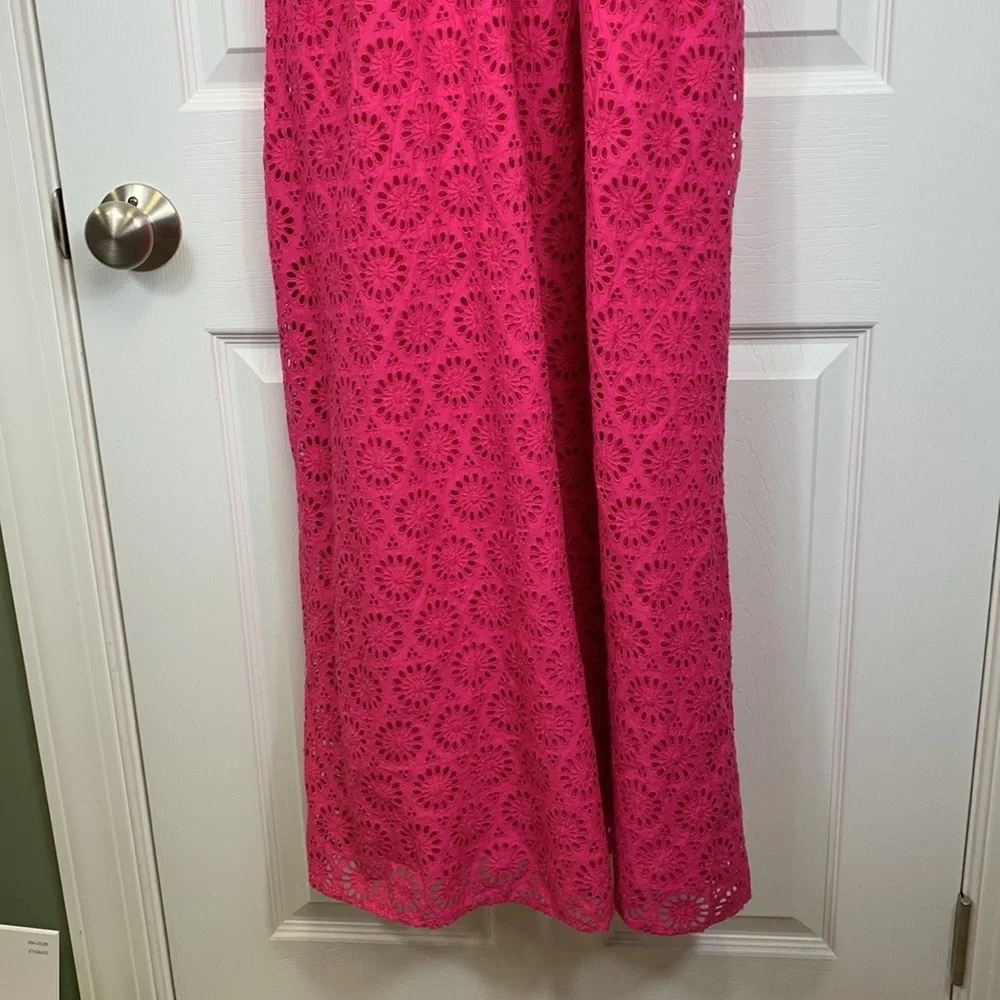 NWT J. Crew bright pink eyelet lace sleeveless maxi dress sz 4